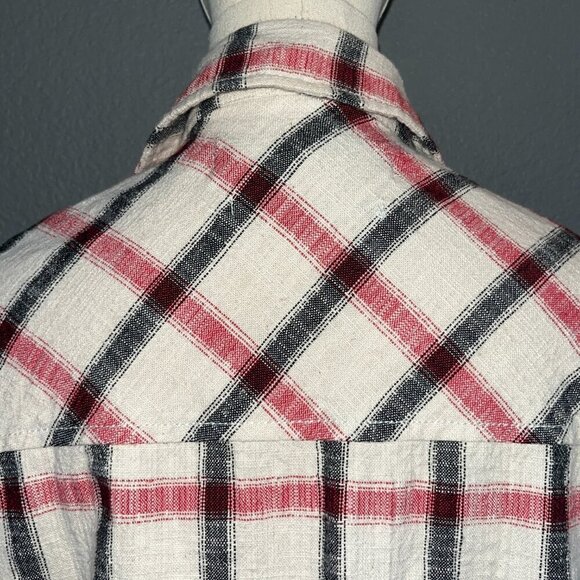 ZARA Plaid Oversized Italian Fabric Shacket Shirt Jacket - Cream Red & Black  XS - Picture 6 of 15
